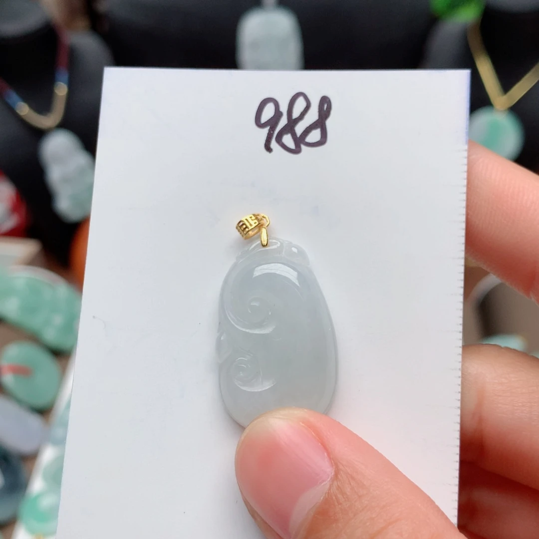 翡翠颈饰银S925镀金镶嵌吊坠