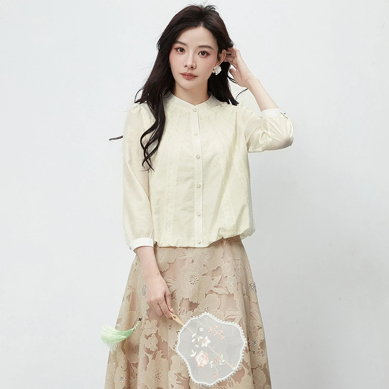 53HH0D0006甜美减龄上衣宽松衬衫专柜折扣女装2025秋