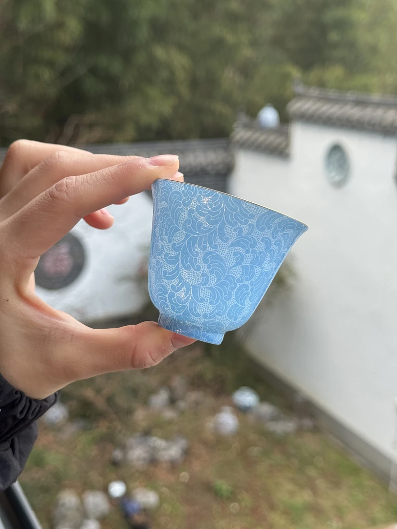 薄胎扒花主人杯陶瓷