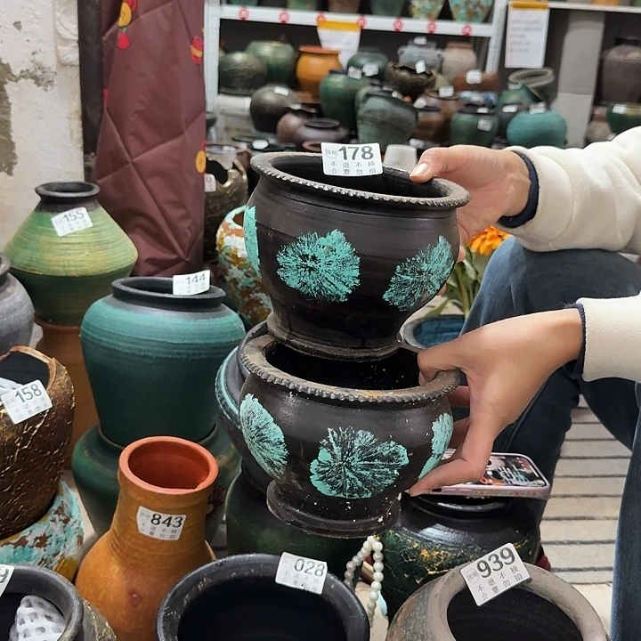 瑕疵彩绘火锅178高度13口径16