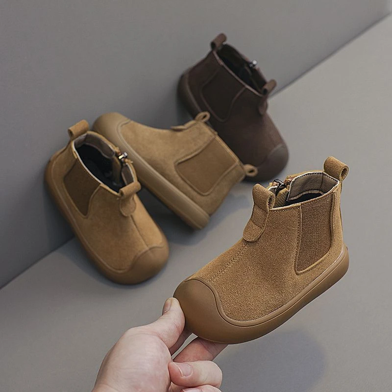 2025秋冬季宝宝马丁靴女童儿童靴子小童软皮皮靴软底防滑男童鞋子