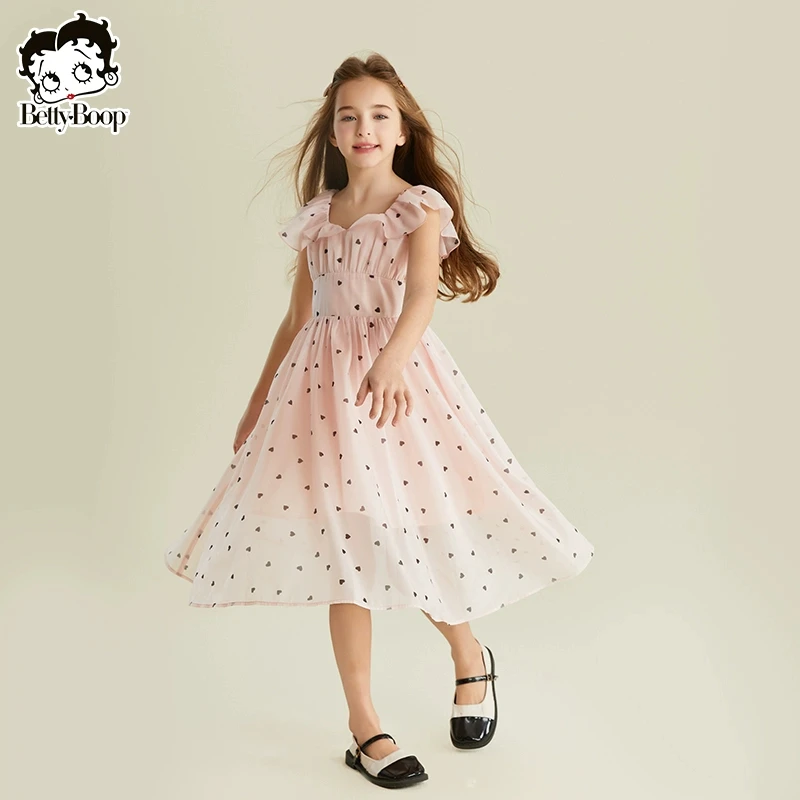 贝蒂女童夏季仿天丝荷叶领连衣裙2025年新品儿童中大童时尚25393