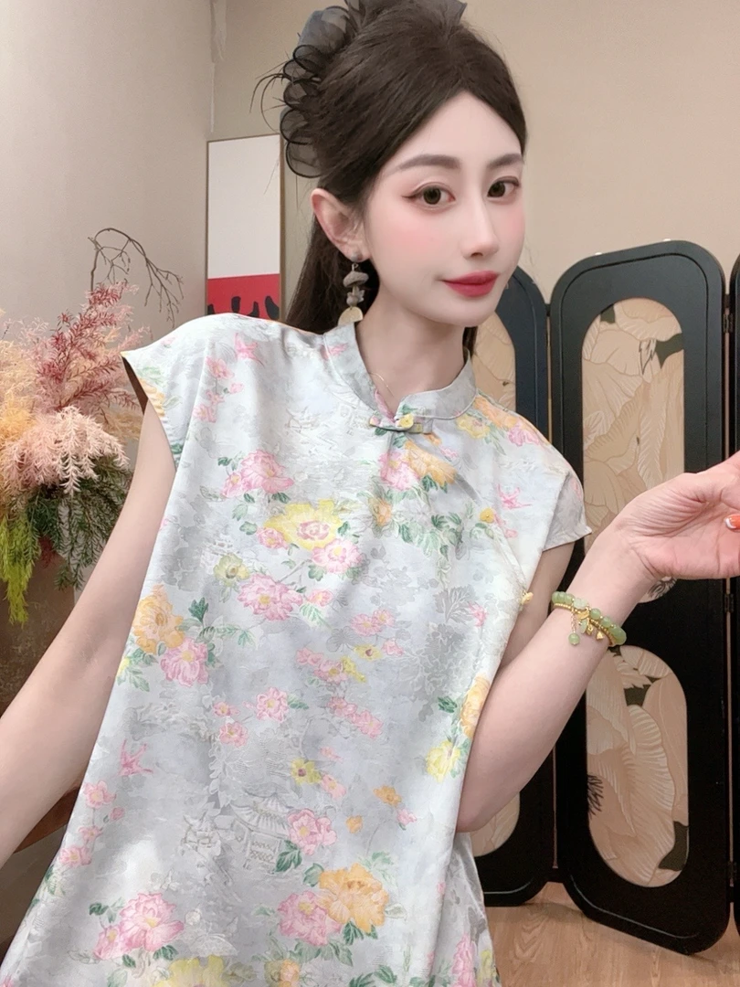 【清欢】2025夏季新款气质百搭显瘦新中式短袖女日常宽松