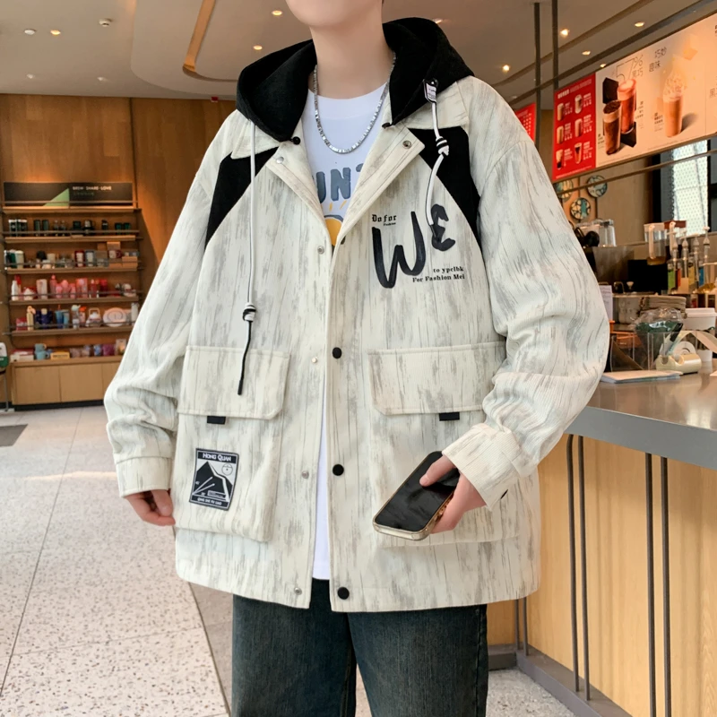 BIAOBIN/彪宾青少年夹克男棒球服宽松百搭学生可脱卸连帽大童外套