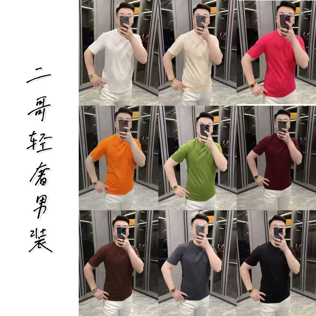 81309EG欧货高奢中青年纯色极简男士圆领绵质T恤