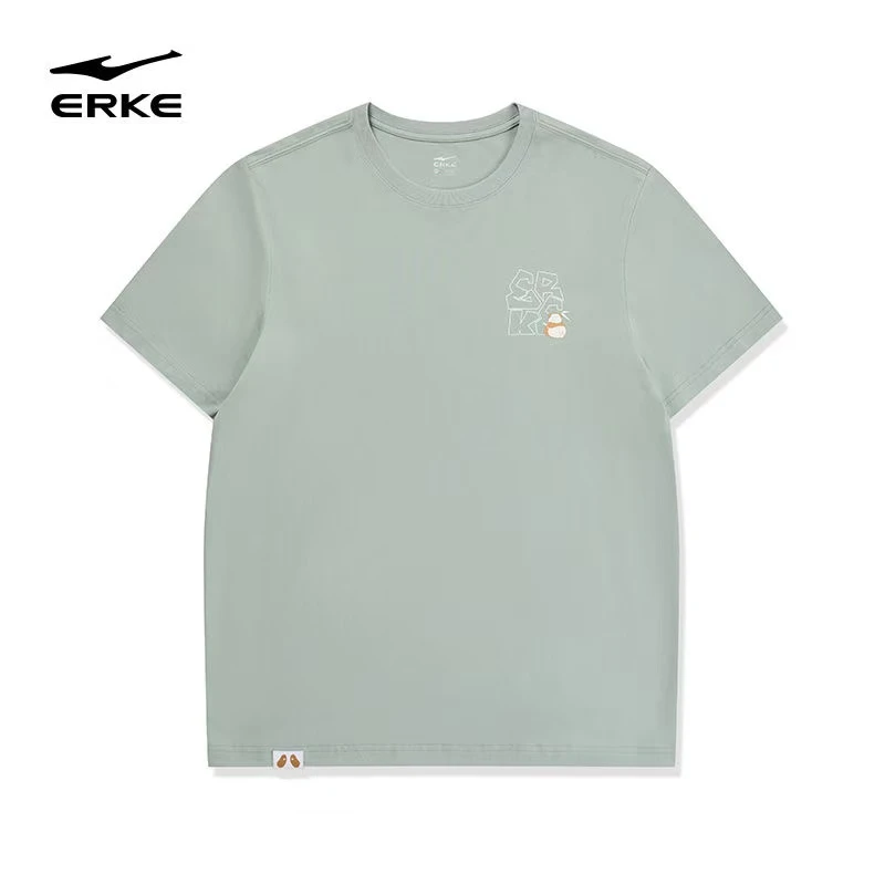 鸿星尔克情侣百搭文化圆领短袖t恤-51225202101-wq-mc