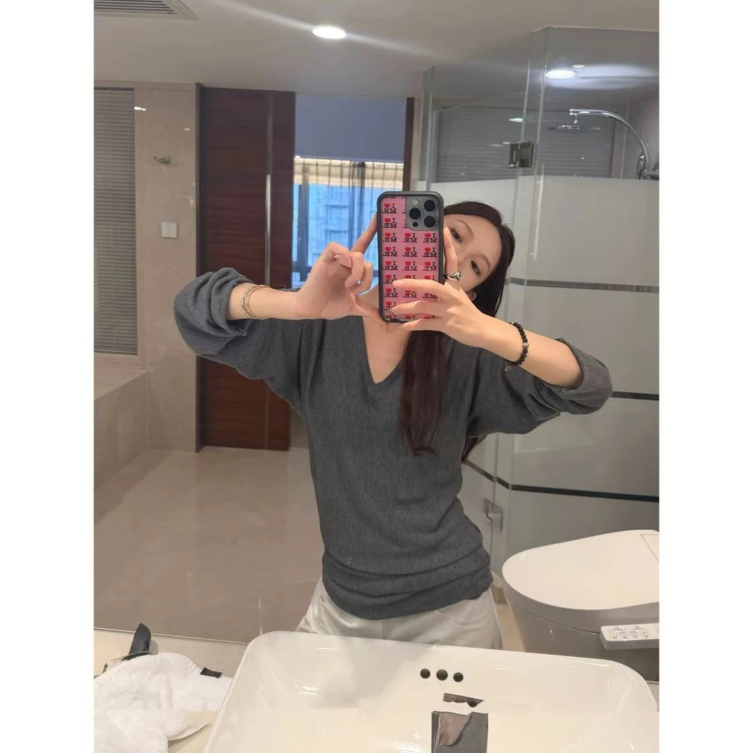 徐秋阳  静谧灰 秋季新款百搭时尚休闲显瘦显白毛衣YM387