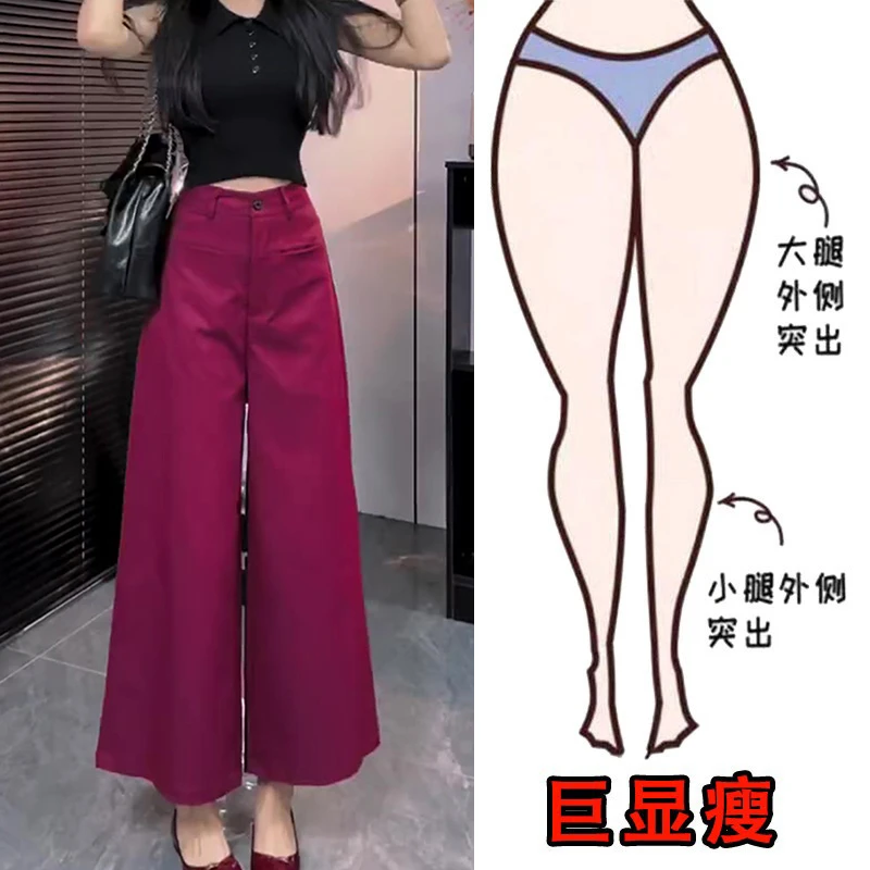 2025早秋新款大码女装宽松直筒休闲裤梨形身材显瘦高腰阔腿九分裤