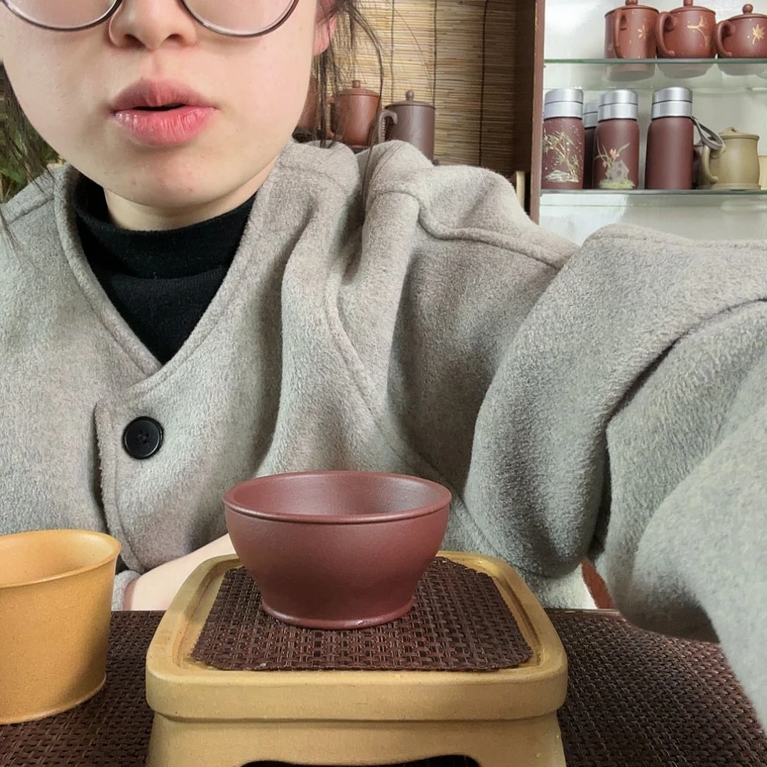 紫砂茶杯深井紫泥瓢口主人杯一个80CC