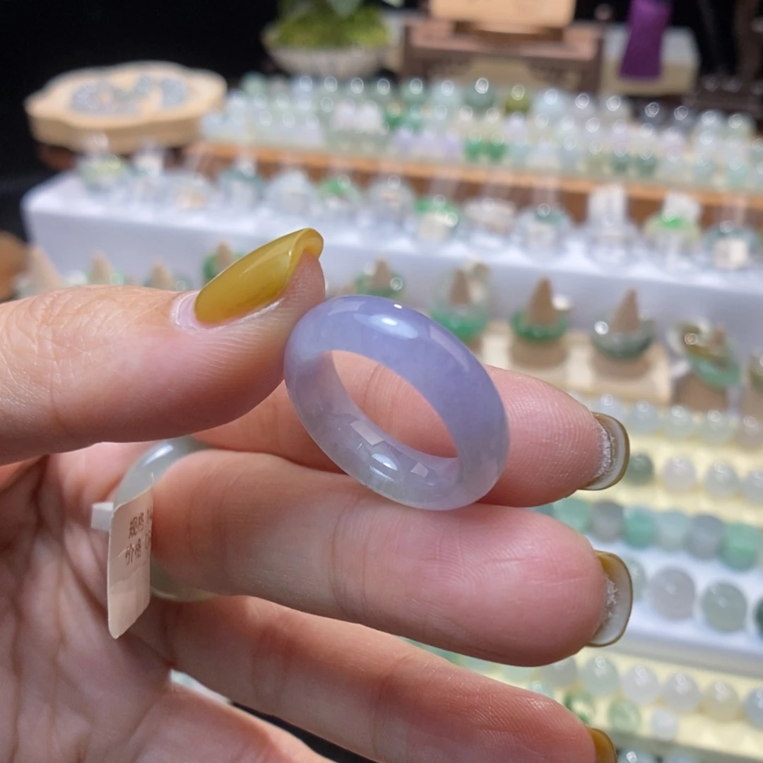 翡翠未镶嵌戒指13号粉紫