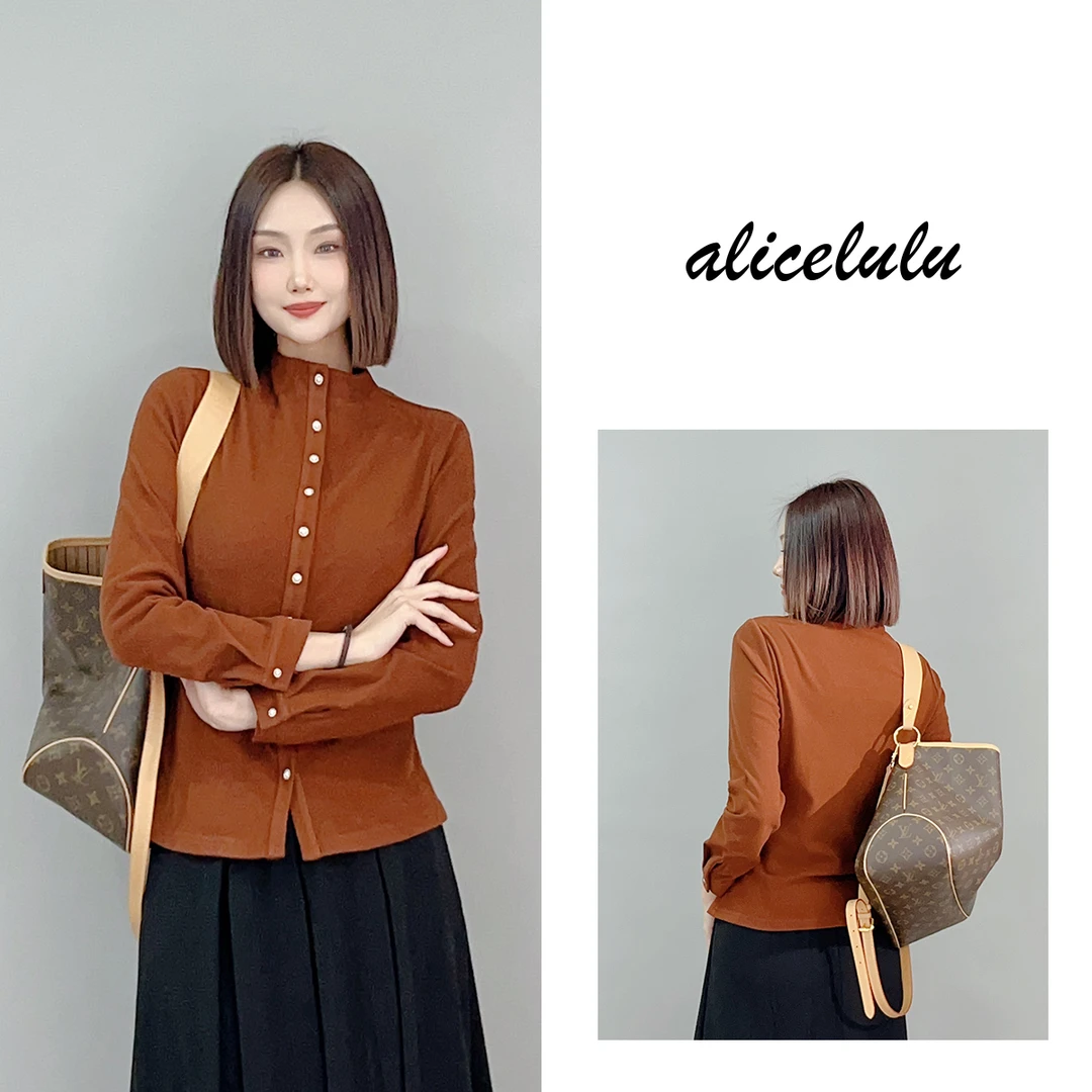 2 ALICE 落日橘衬衫 时髦立领 优雅单排扣 S2141511E