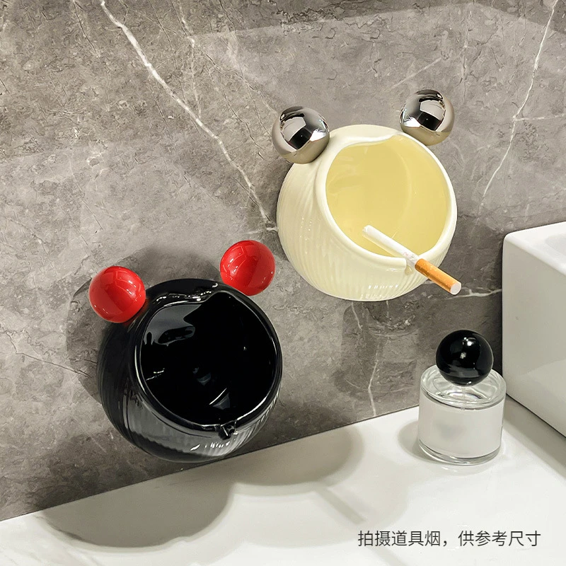 ins烟缸免打孔家用卫生间厕所客厅防飞灰风创意烟灰缸壁挂式