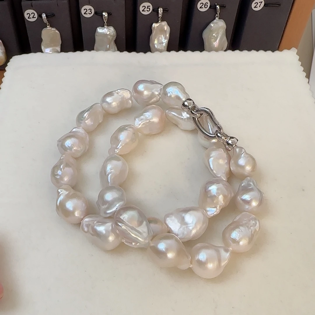 淡水珍珠银S925镶嵌颈饰