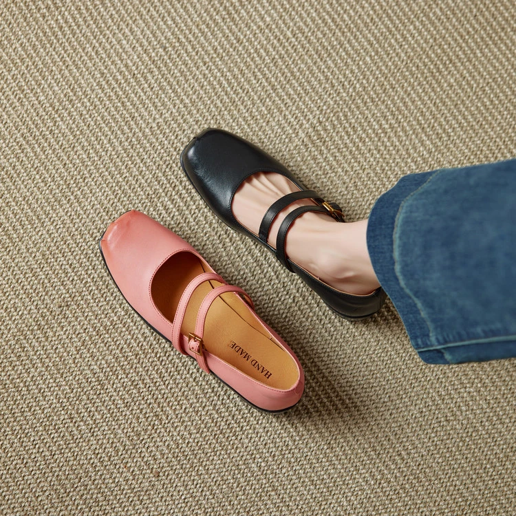 3.5cm 通勤休闲百搭舒适软底玛丽珍鞋春季简约时尚一字带浅口单鞋