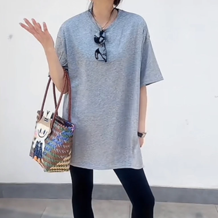 欧货三色大版开叉短袖T恤