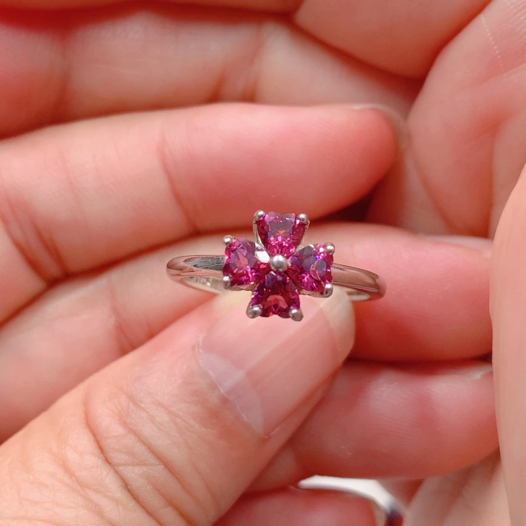 石榴石戒指银S925镶嵌