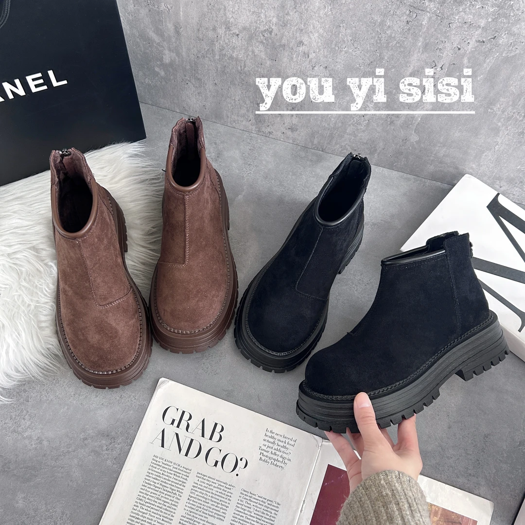 有意思思女鞋“小气质”时尚雪地靴百搭厚底学院ins雅丹风棉靴