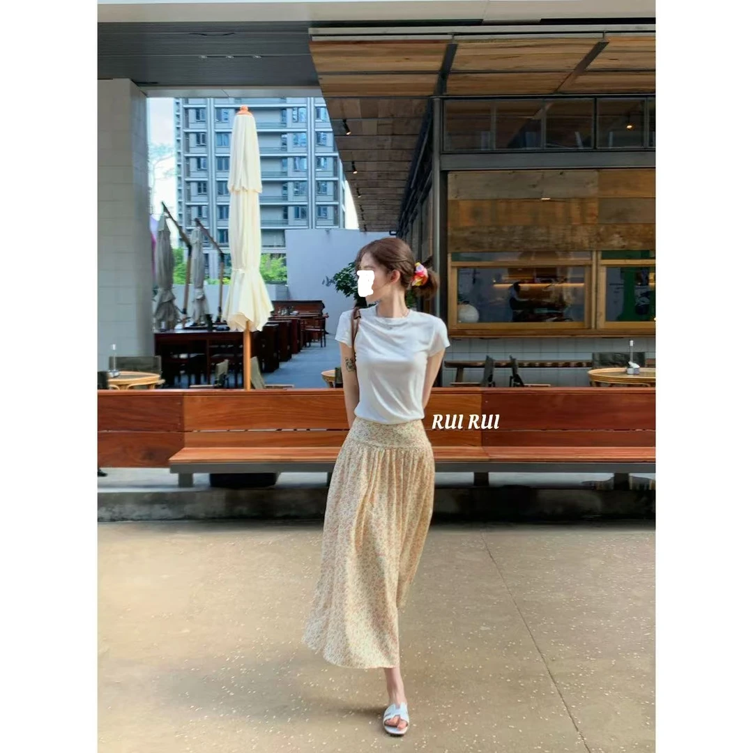 MAXINRUI 【夏日繁花】宽边腰头显瘦a字裙子小碎花半身裙RRS25145