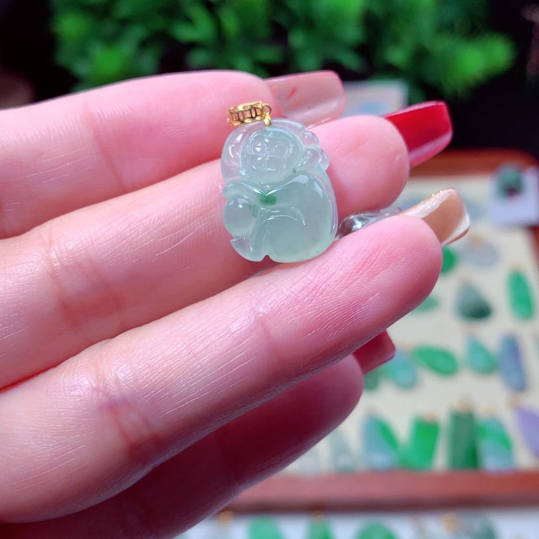 翡翠吊坠(不含链)18K金镶嵌