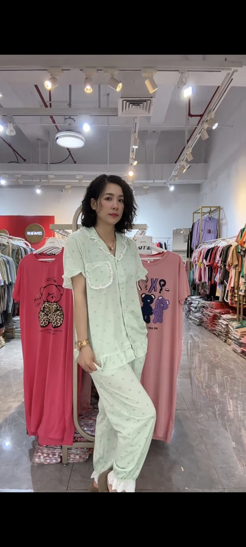 佐雅冰岛丝短袖长裤春夏女款睡衣