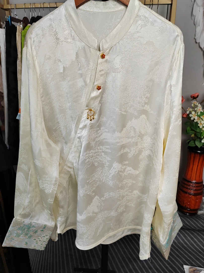 新中式提花复古国风立领宽松百搭气质长袖衬衫