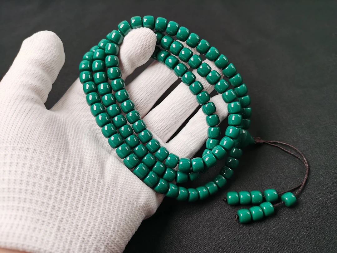 108多圈老型/直切-老油绿-暴力蓝、高瓷玉化时尚百搭手串配饰