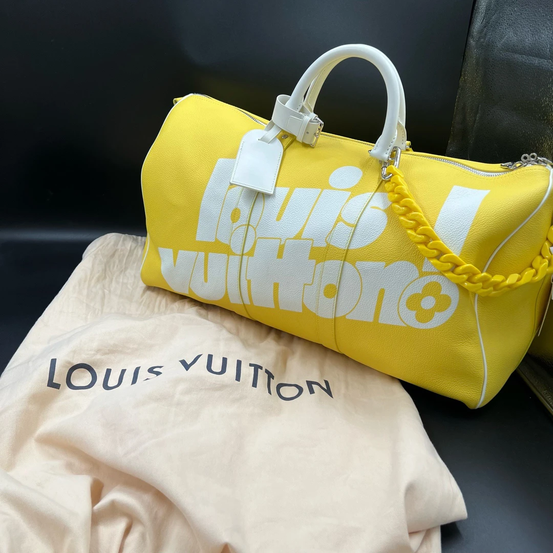 未使用 LouisVuitton/路易威登 楠 黄色印花logo链条旅行 017271