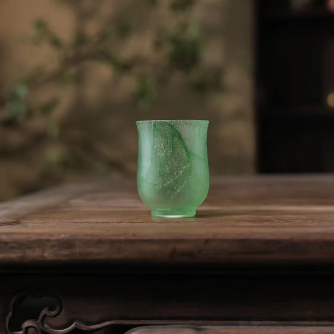 【陶珊居】粉彩闻香杯-墨绿色 容量150ml 8.5cm 6.5cm（琉璃S0639）
