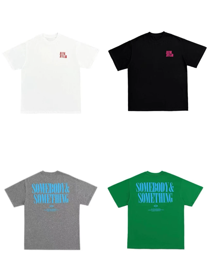 [MJ]黑白灰绿四色后满印休闲双纱棉感儿童宽松休闲体恤(夏日炎炎）