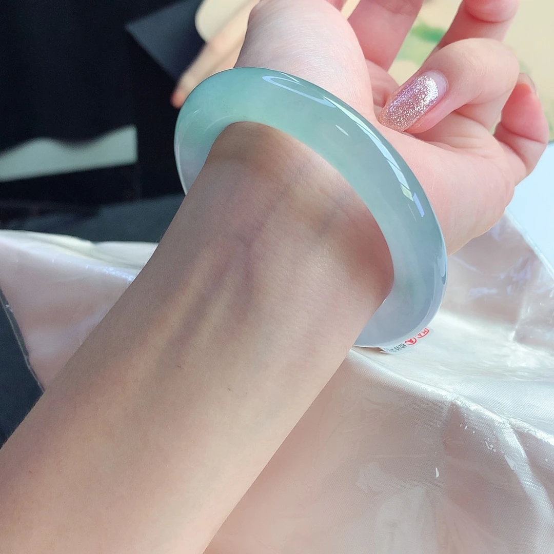 未镶嵌手镯翡翠天然A货翡翠54/55至冰蓝紫梦幻毕业镯