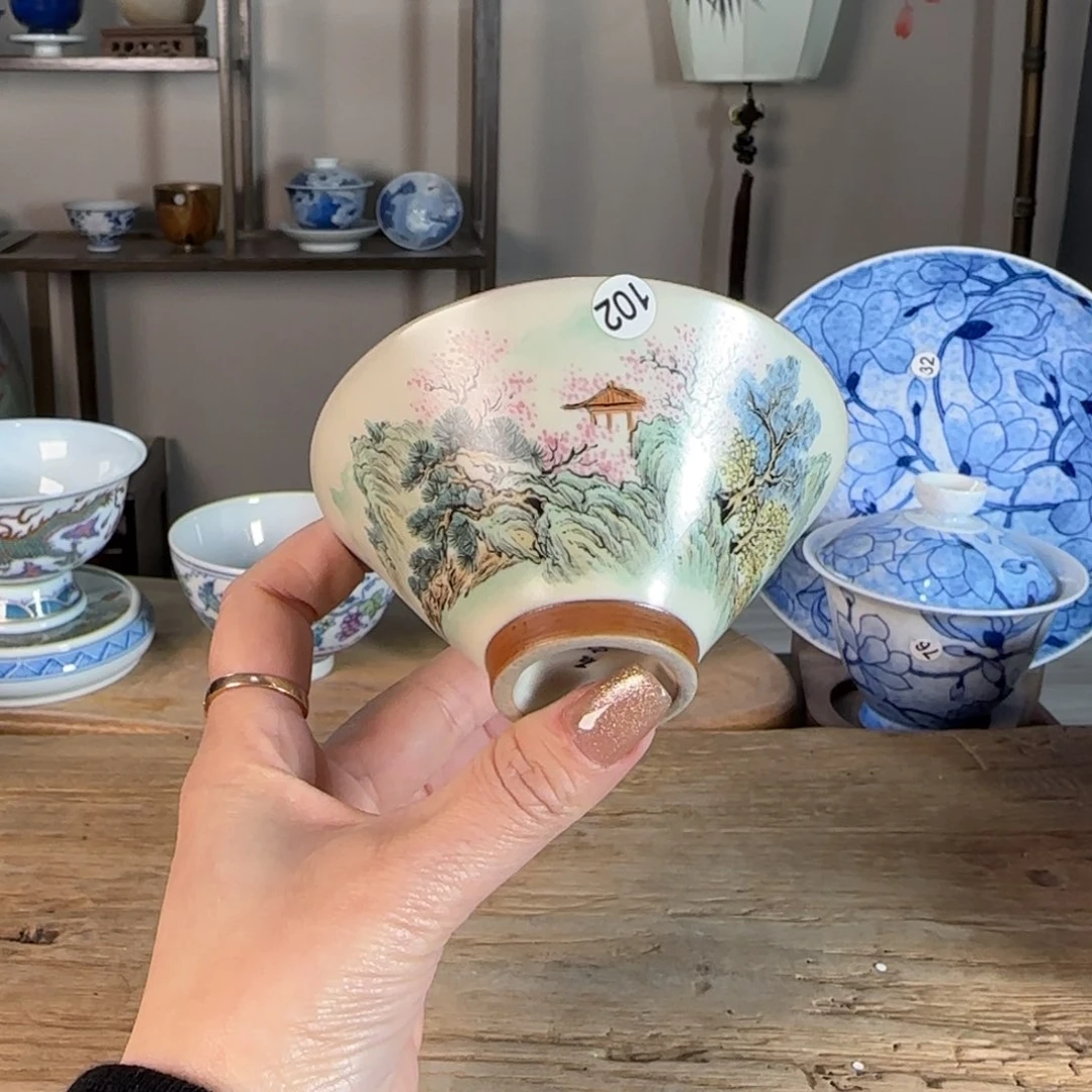 杯景德镇陶瓷柴烧多人