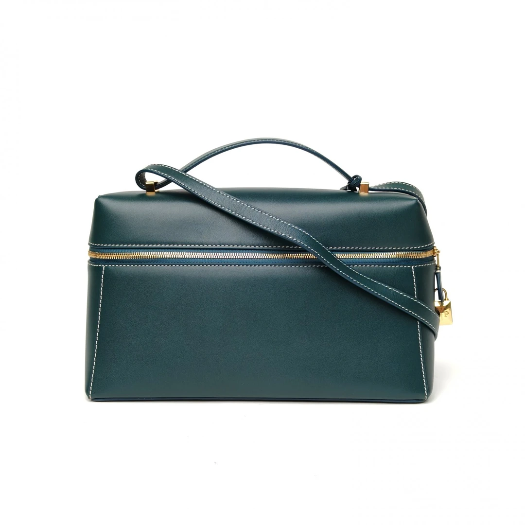 99新 Loro Piana/诺悠翩雅 小花6枫Extra Bag L27 绿色 金扣