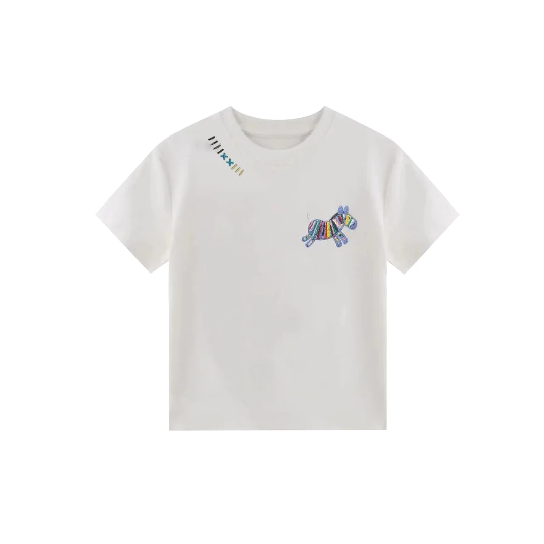 清仓·设计感【彩色小马重工刺绣】短袖T恤夏新款显瘦圆领上衣25019