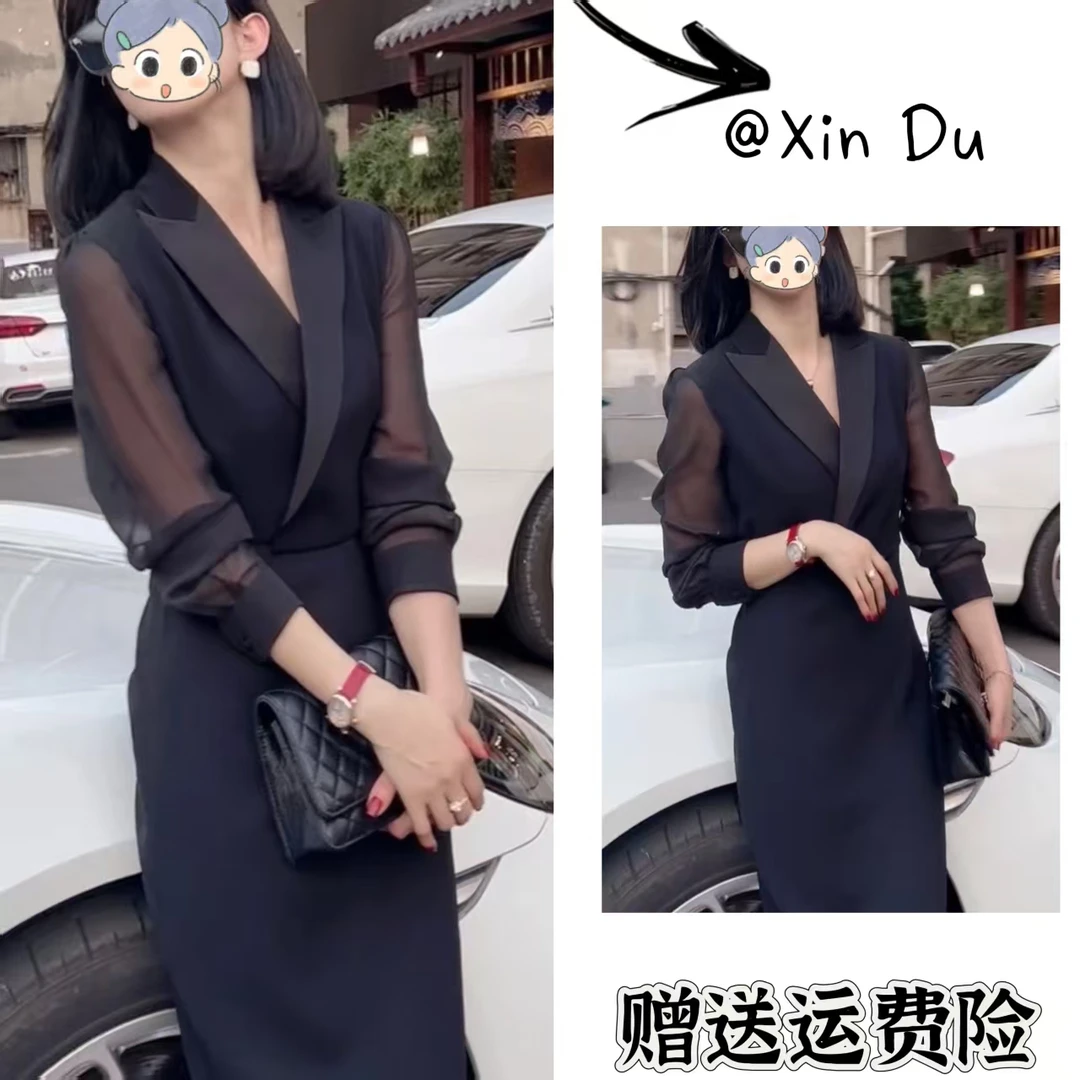 2025秋季新款时尚显瘦气质女士网红洋气连衣裙百搭款D23366