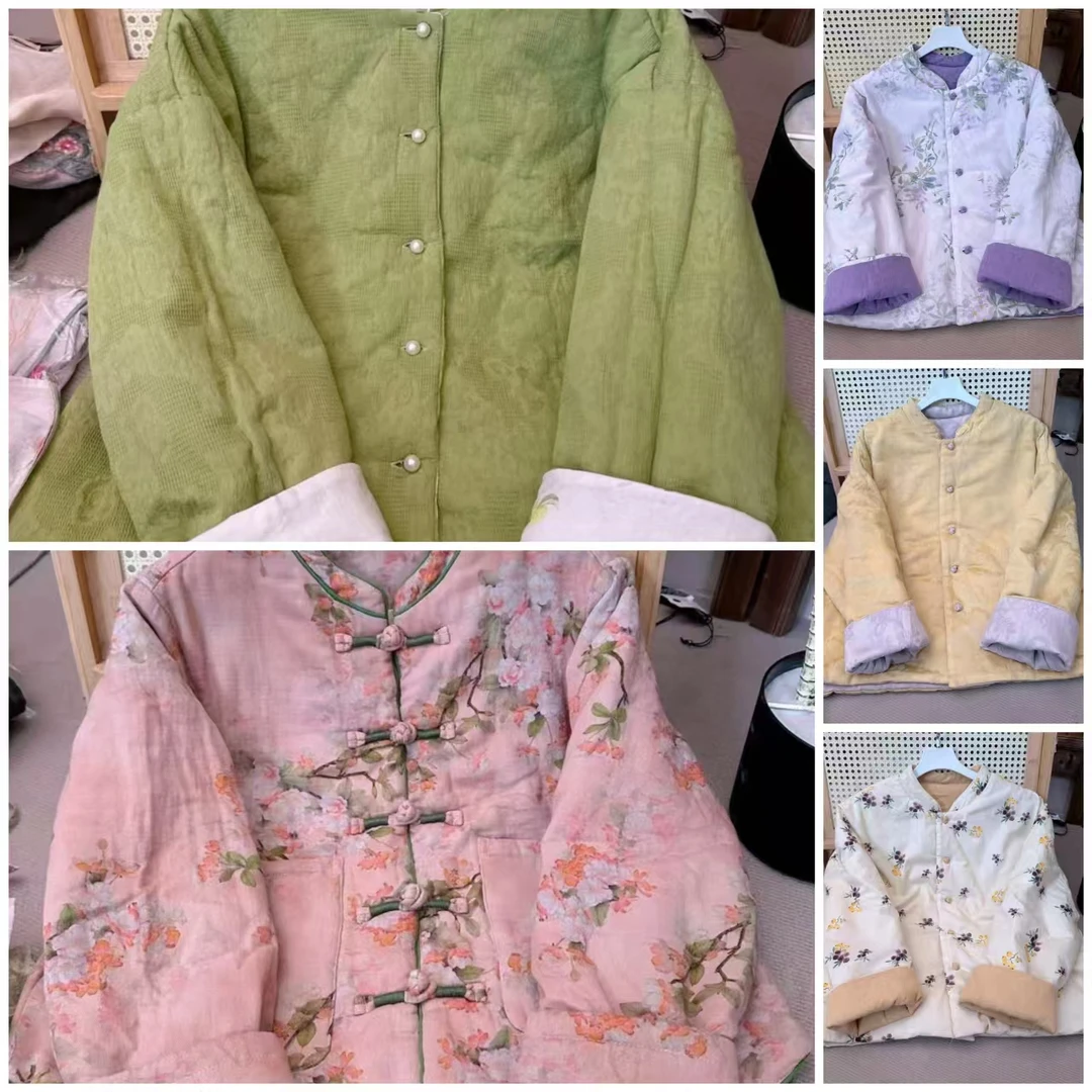 冬季新款加厚棉衣女立领盘扣棉服套装常规款修身型上衣保暖