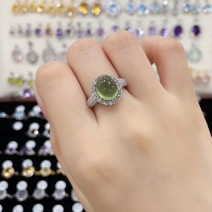 岫玉银S925镶嵌戒指