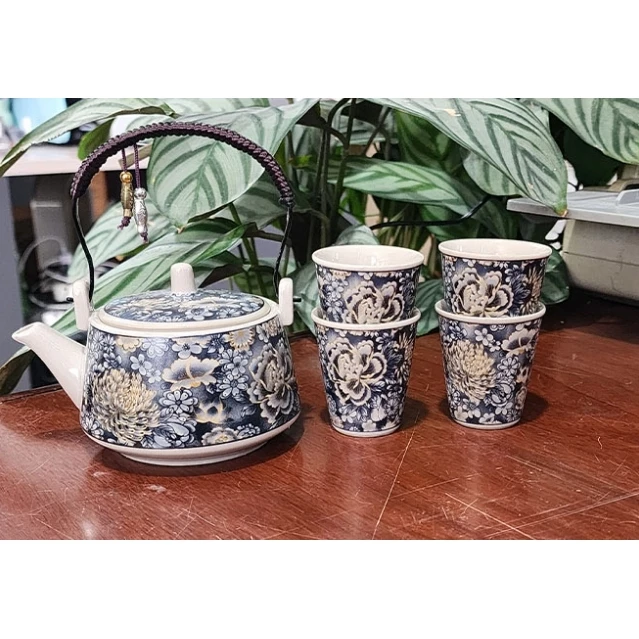 万花牡丹提梁壶（双鱼）一壶四杯（日式）