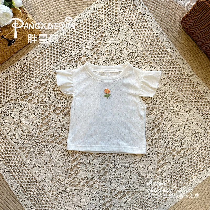 女宝宝A类韩版公主风夏季哈衣印花婴童纯色洋气女宝卡通短袖