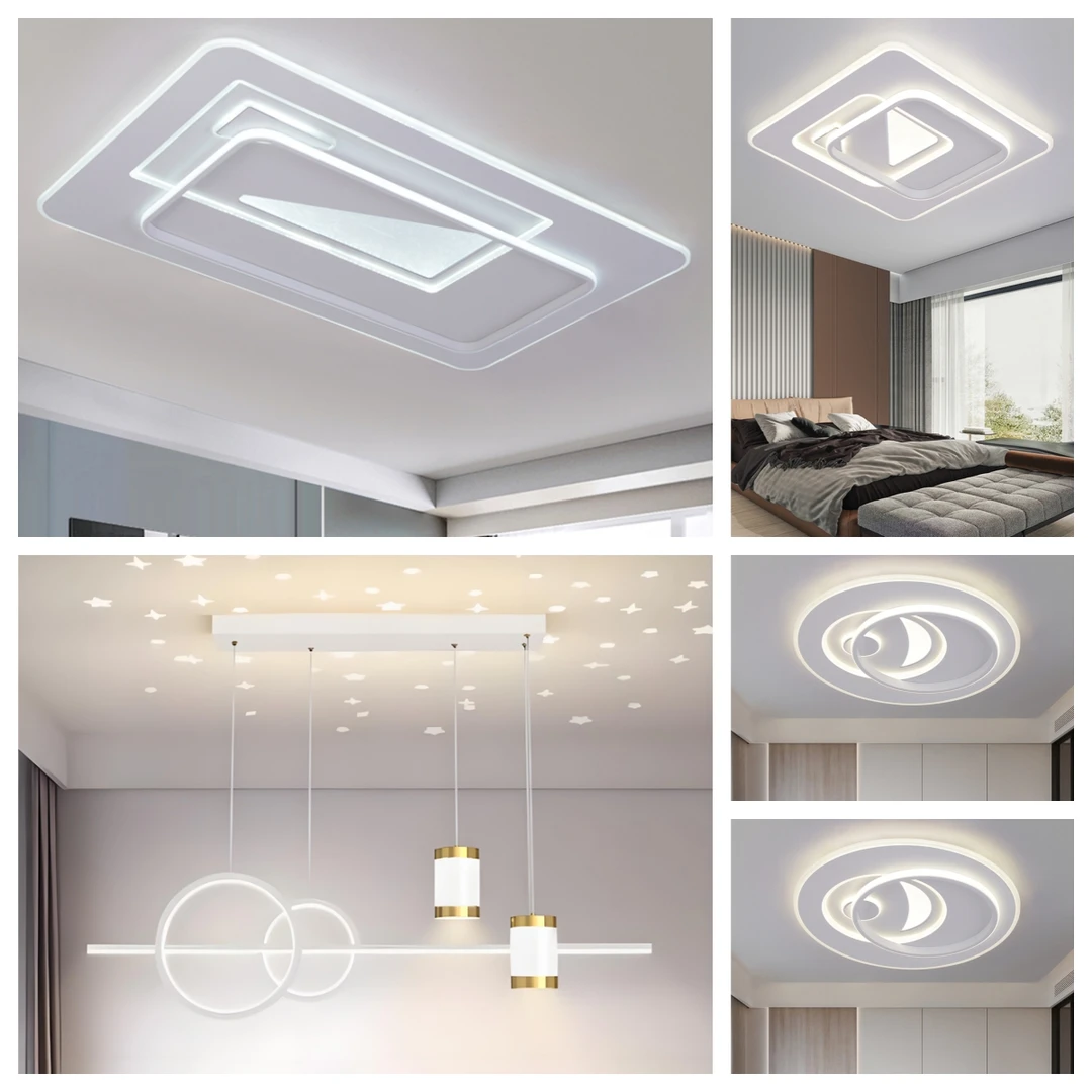 轻奢现代北欧极简长方形大厅吸顶灯方形吸顶灯中山灯饰松弛感35