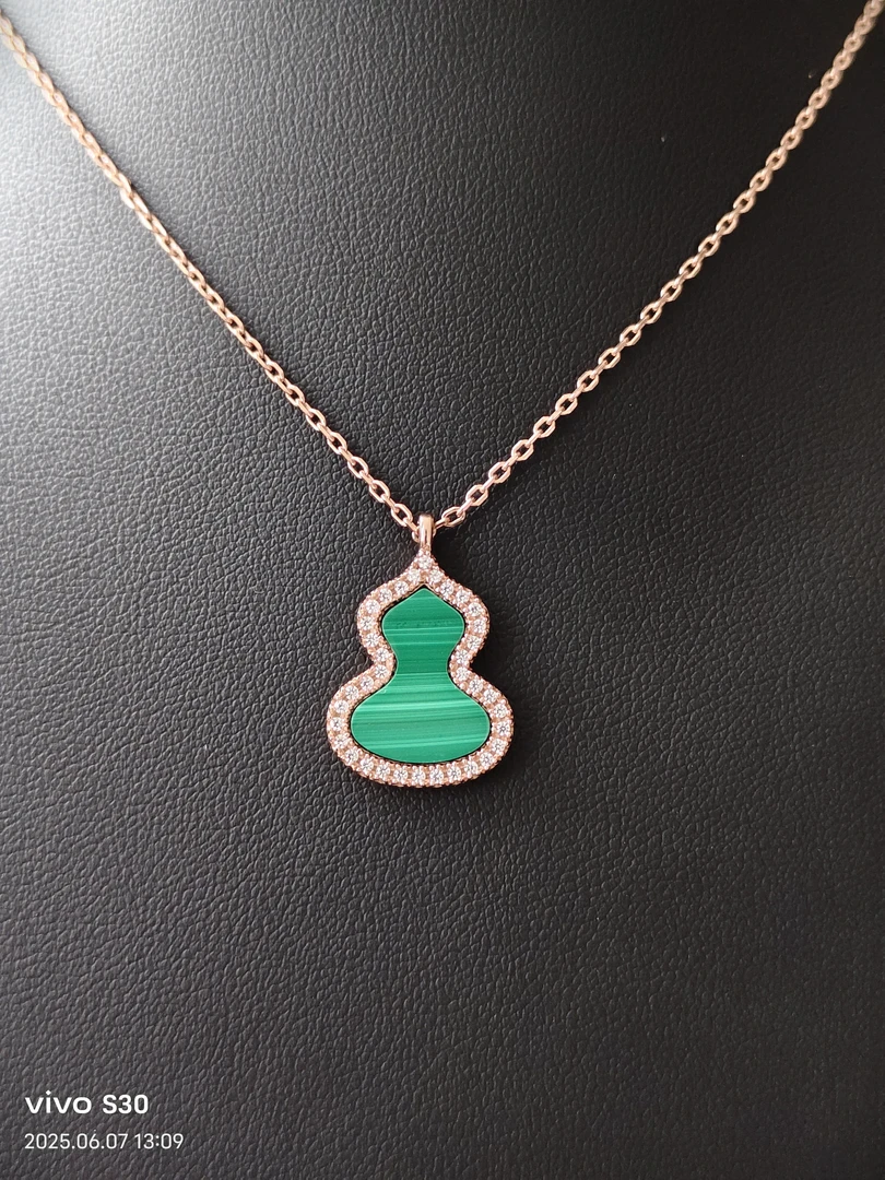 纯天然孔雀石轻奢葫芦项链/纯天然