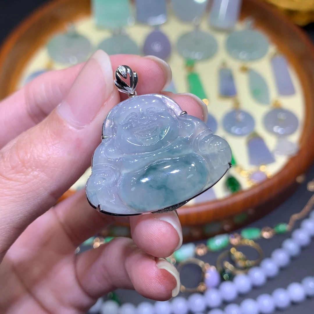 翡翠吊坠(不含链)18K金镶嵌