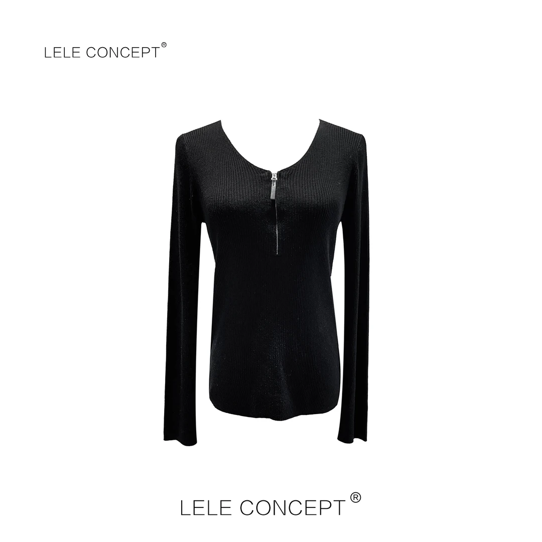 LELE CONCEPT | 简约柔衫·都市减龄多色V领拉链毛衫FA25C0032W