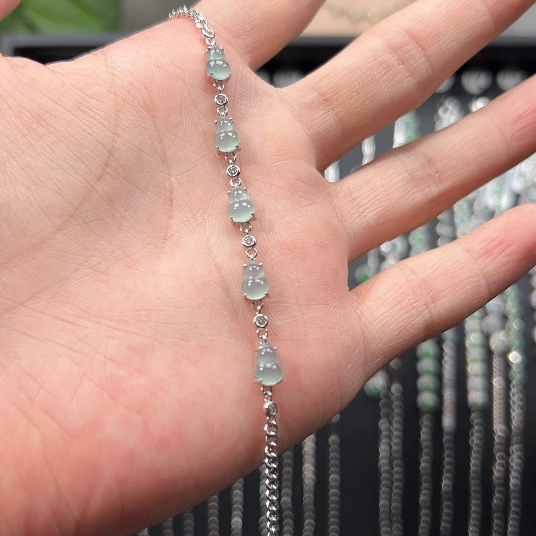 翡翠手链银S925镶嵌静***檬8888