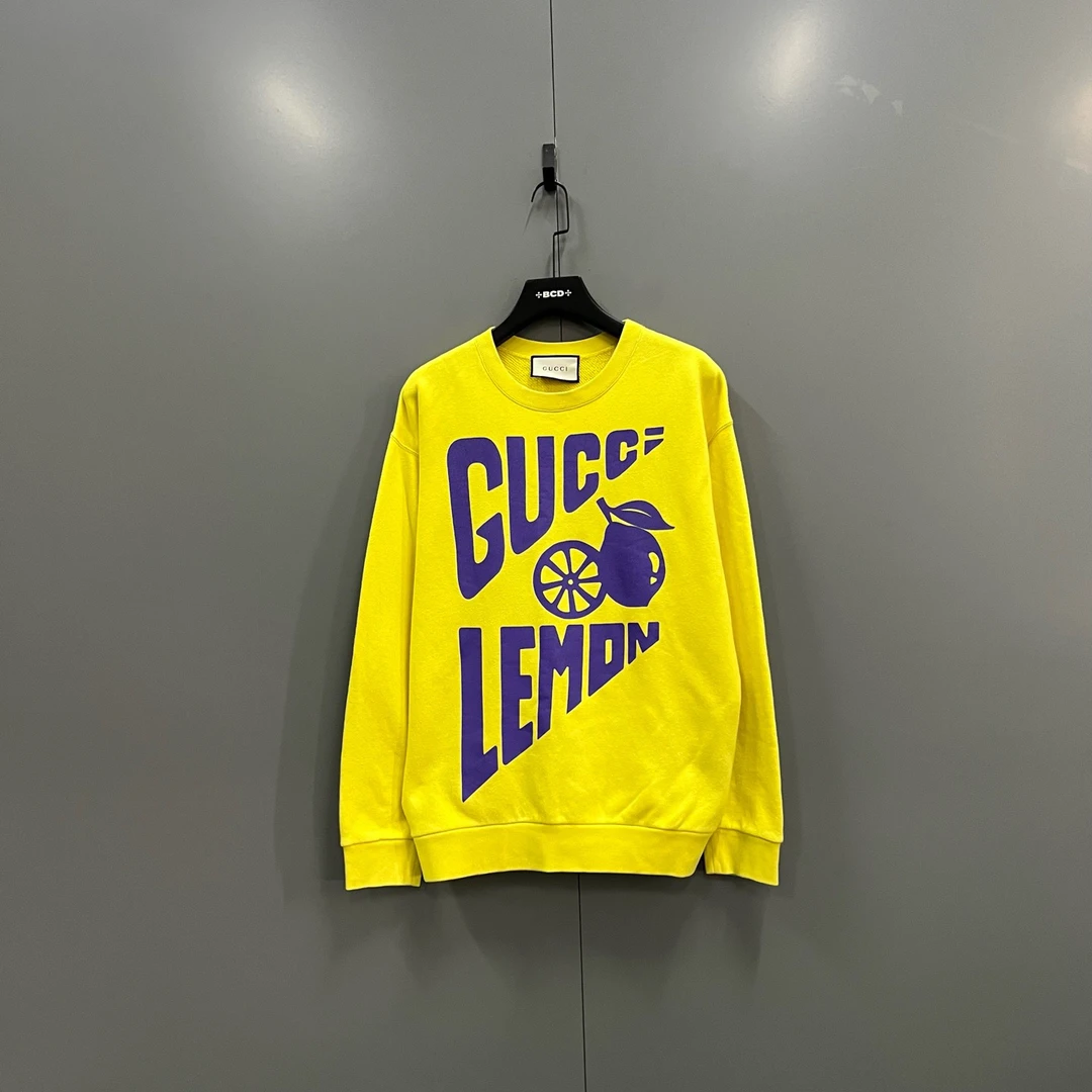 99新 GUCCI/古驰 jp 黄色字母logo印花卫衣 S码 020881