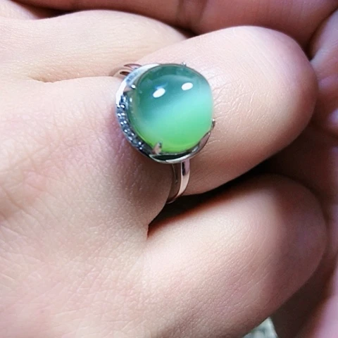 和田玉银S925镶嵌戒指