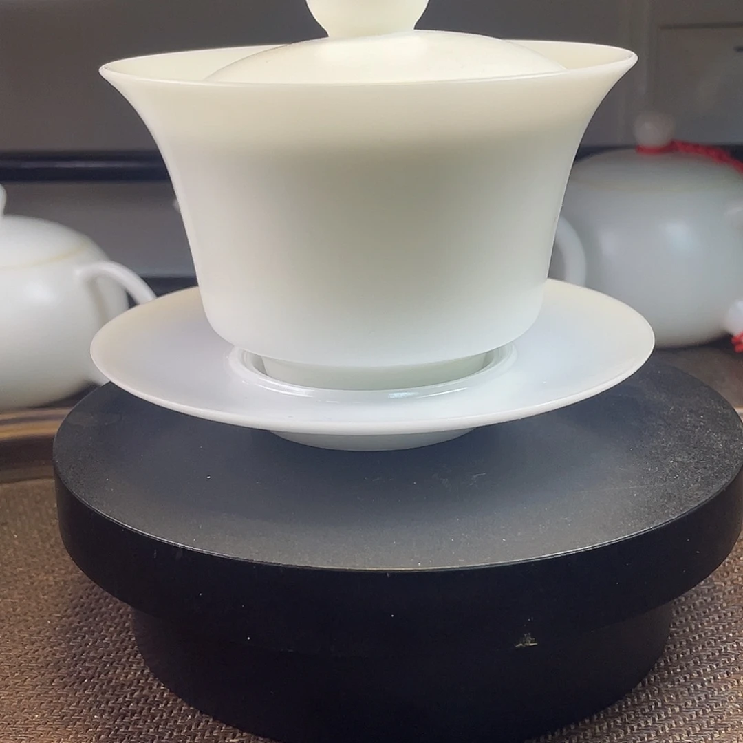 陶瓷素烧高冰马蹄盖碗