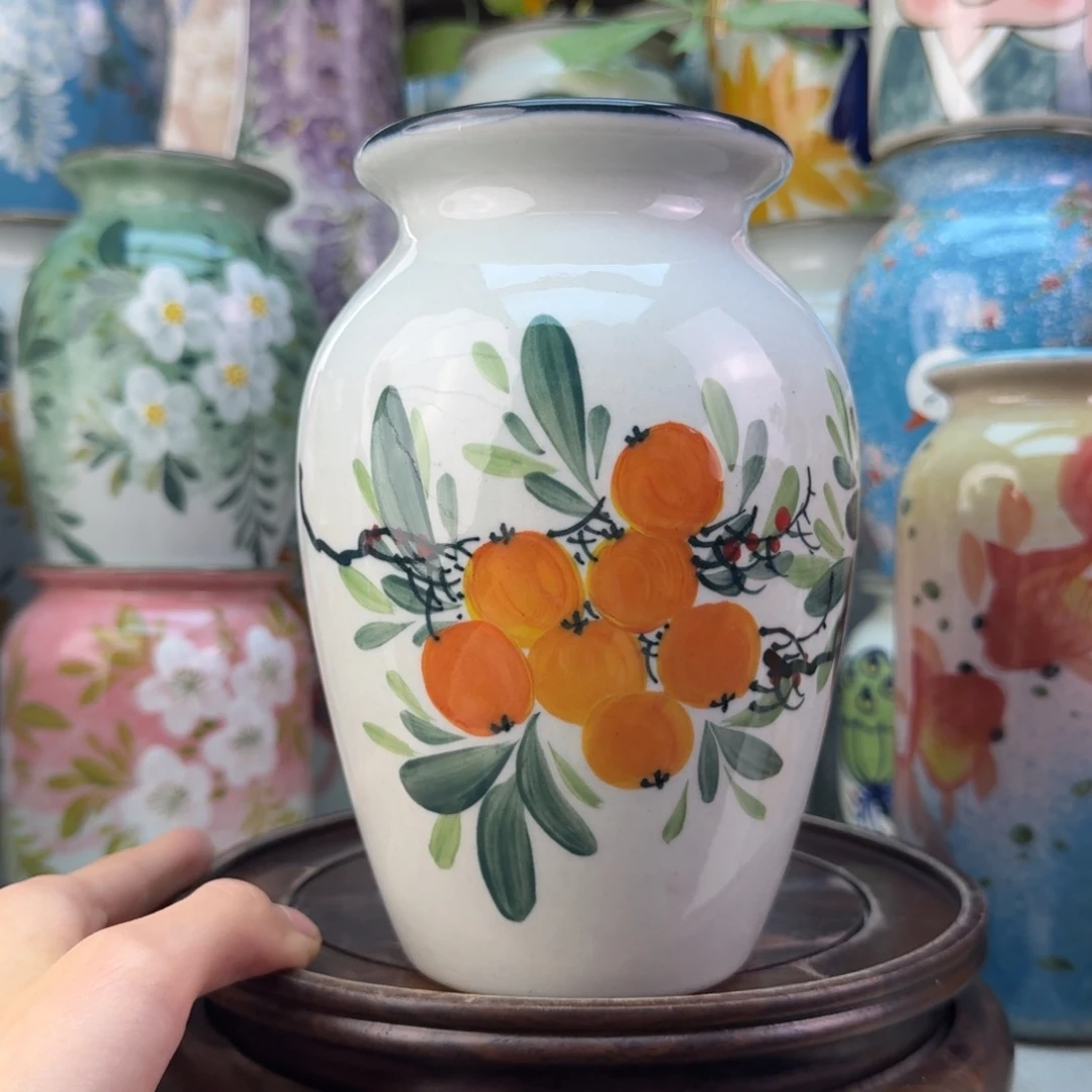 景德镇陶瓷手绘花瓶无孔
