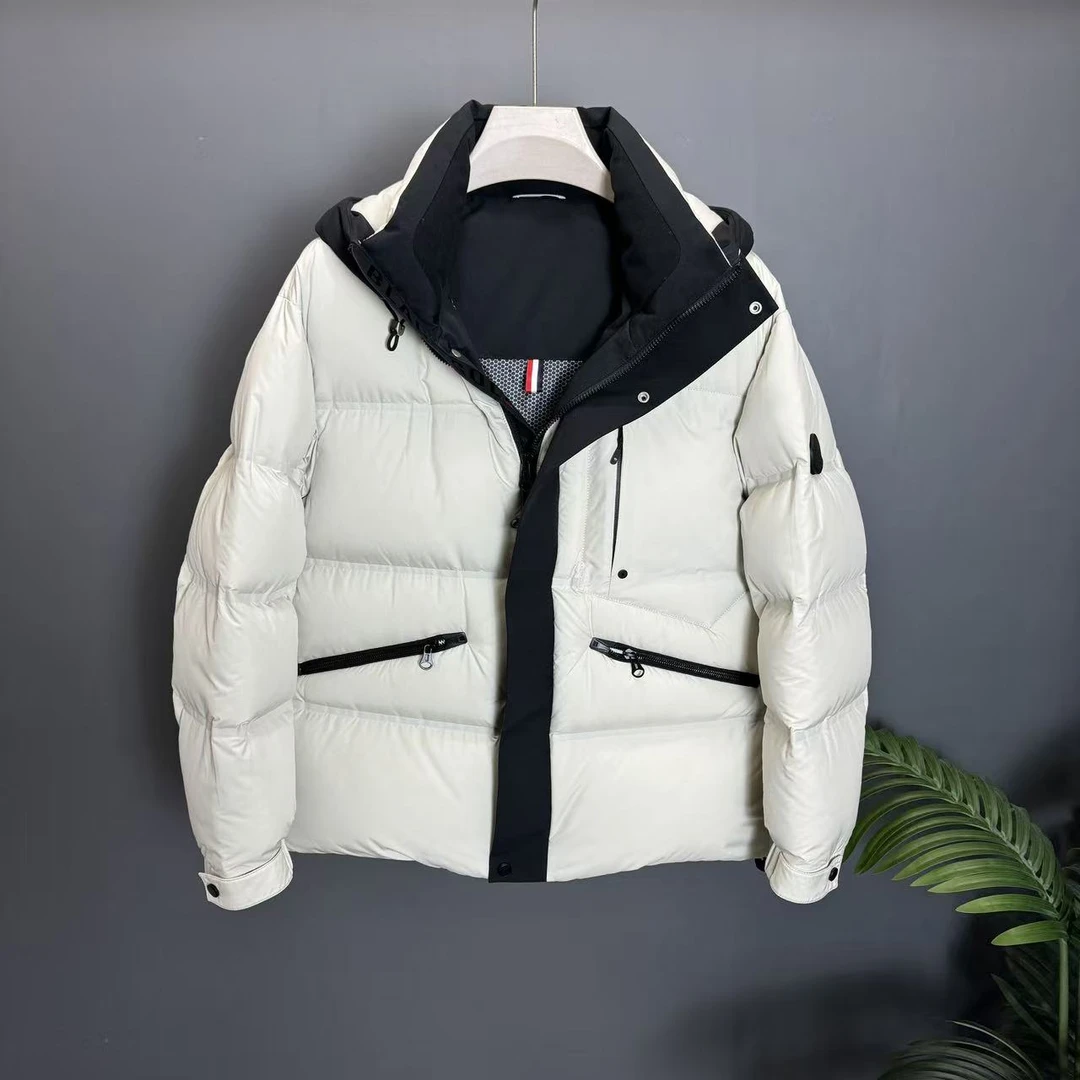 男士冬季新款高端御寒保暖加厚连帽羽绒服时尚休闲撞色面包服外套