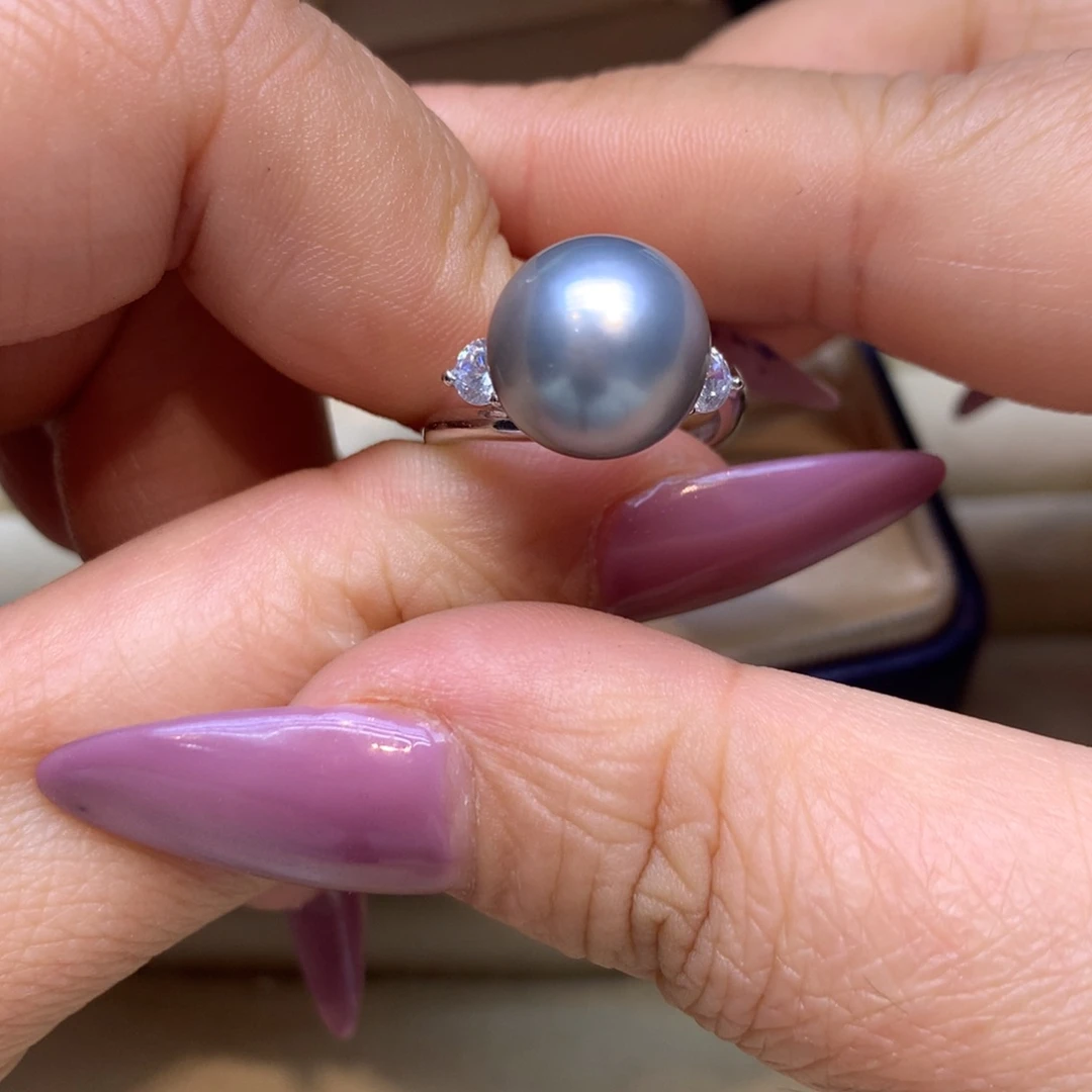 银S925镶嵌戒指海水珍珠