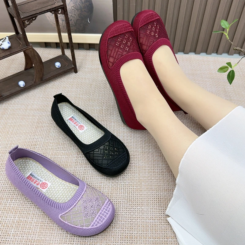 夏季老北京布鞋女透气镂空凉鞋浅口单鞋软底防滑舒适中老年妈妈鞋